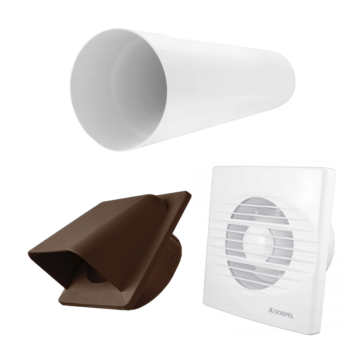 Rico Timer/Humidistat Fan Through Wall Ventilation Kit 100mm Pipe Brown Vent