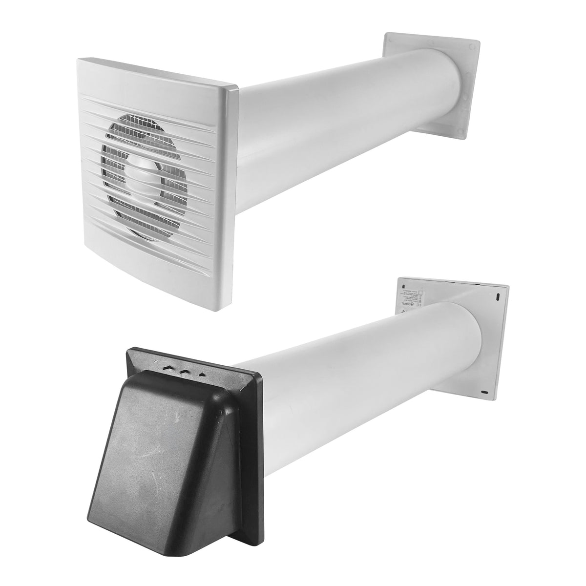 Styl Timer/Humidistat Fan Through Wall Ventilation Kit 100mm Pipe Graphite Vent