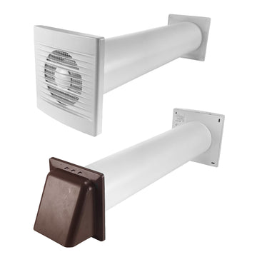 Styl Timer/Humidistat Fan Through Wall Ventilation Kit 100mm Pipe Brown Vent