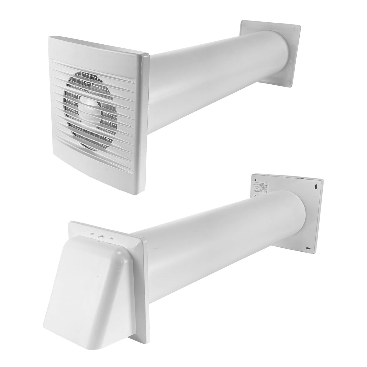 Styl Timer/Humidistat Fan Through Wall Ventilation Kit 100mm Pipe White Vent