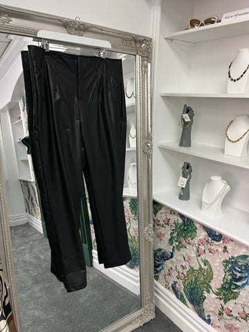 Curve Matte Faux Leather Tailored Trousers Black | Sizes 18–24