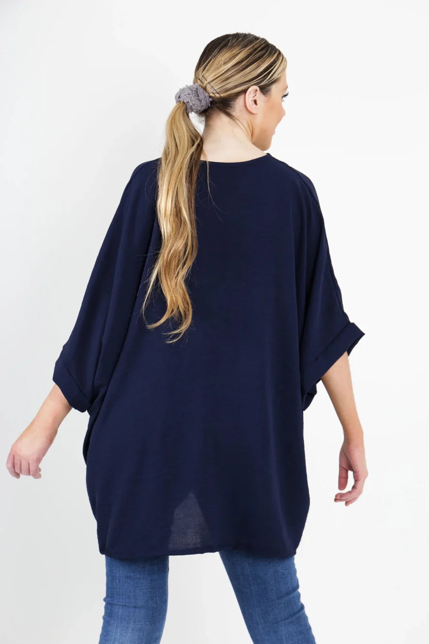 Italian Twisted Front Batwing Oversized Top One Size fits 8-24