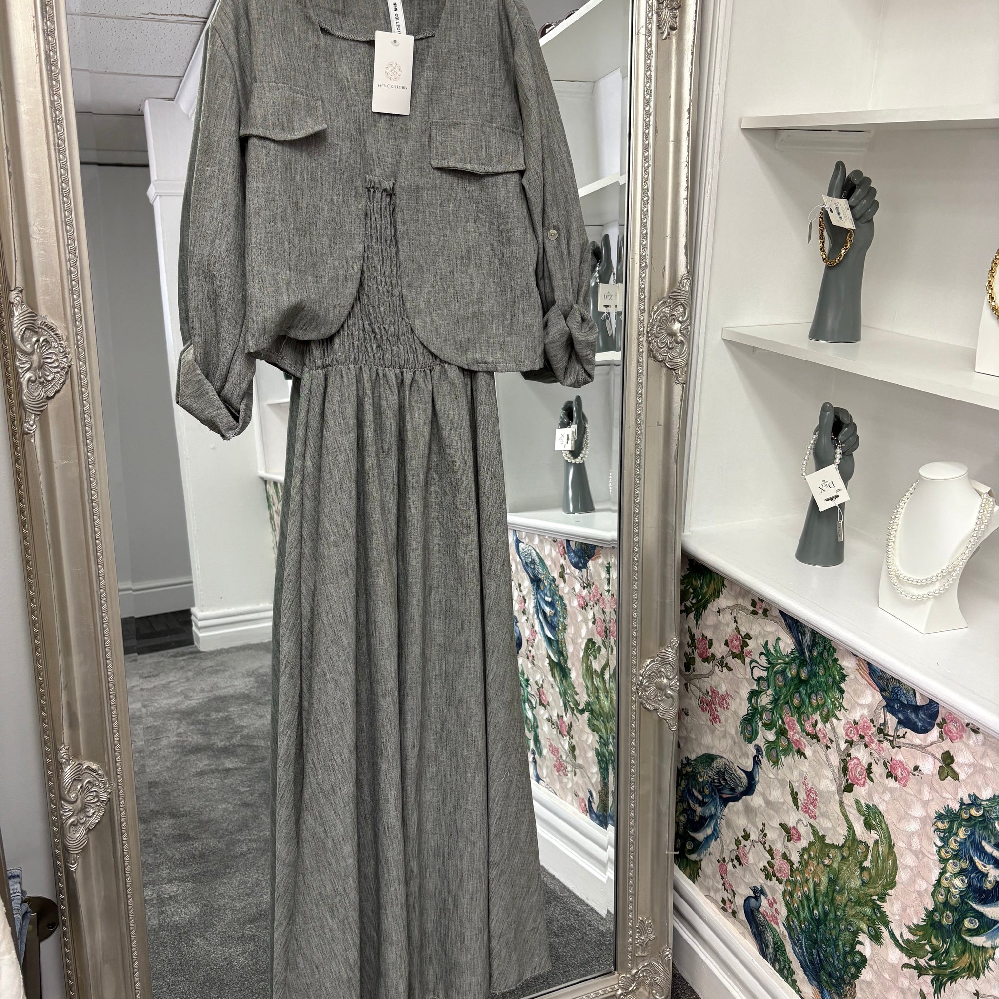 Grey Dress with Jacket | Two Piece Occasion Outfit UK 8–16/18