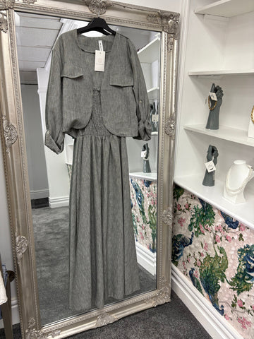 Grey Dress with Jacket | Two Piece Occasion Outfit UK 8–16/18