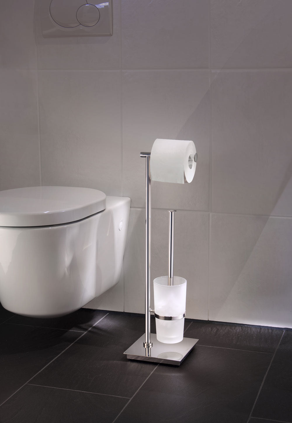 Smedbo Outline Lite Freestanding Toilet Butler Square Base Polished Steel