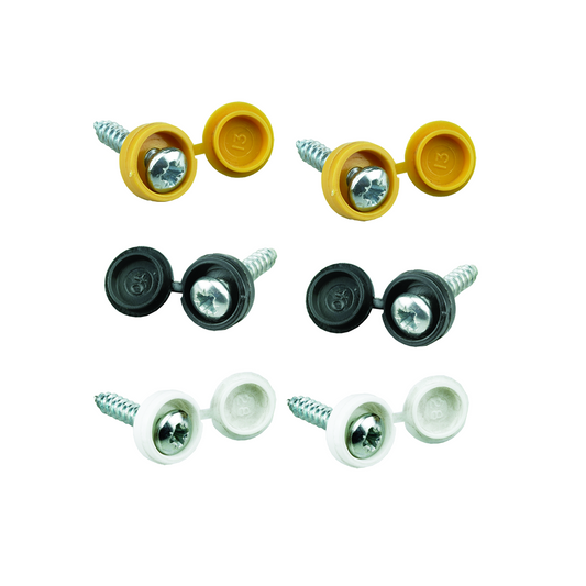 Number Plate Fixing Kit Self-tapping Flip Top Screws - 6 pack