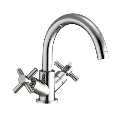 Fusion X Head Chrome Basin Mixer Tap w/ Swivel Spout & Click-Clack Waste