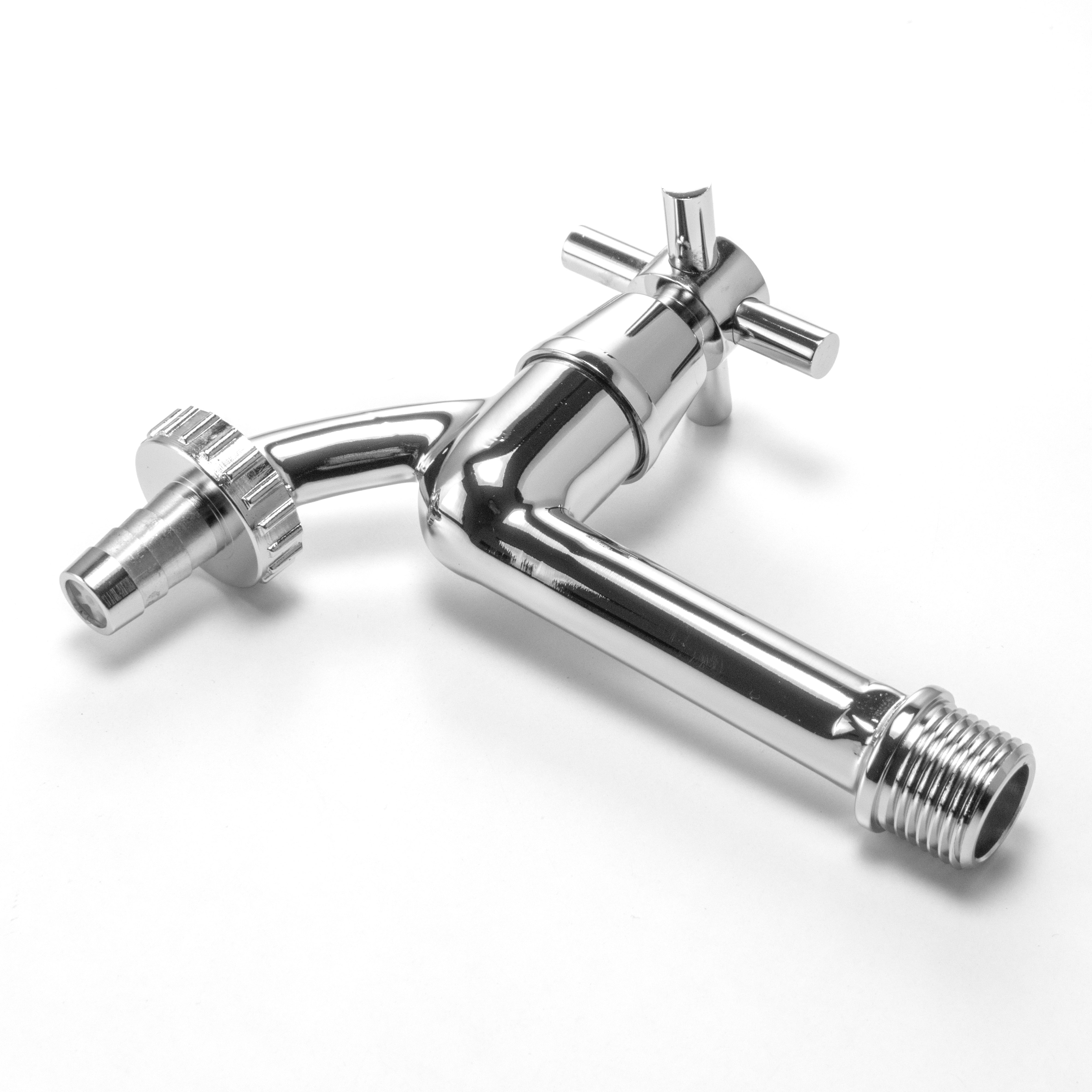 Water Butt Brass Kit 3/4" with Extended Brass Chrome Tap 1/2"  Barb