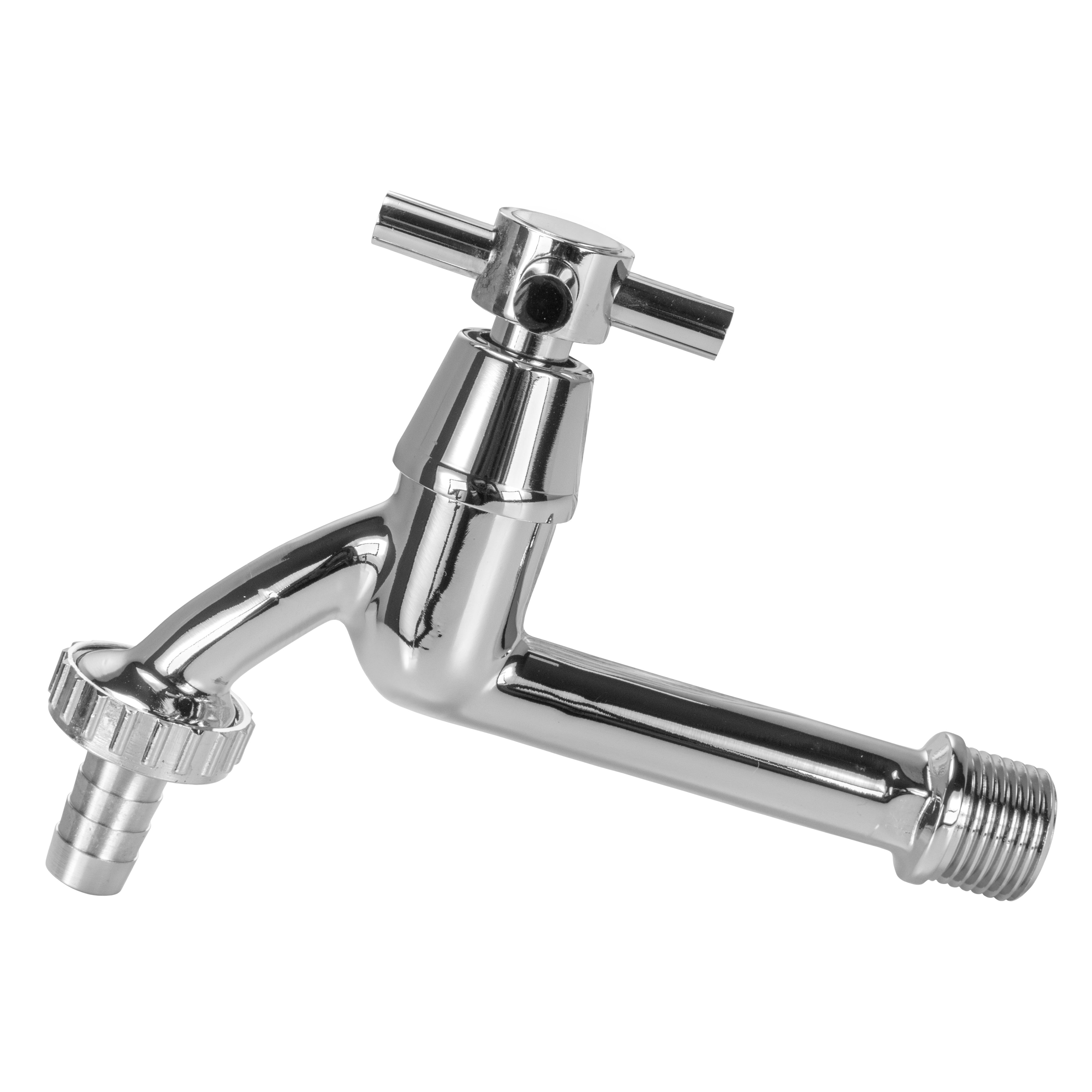 Wall Flange Kit 20mm MDPE - Extended Brass Chrome Tap 1/2" Barb