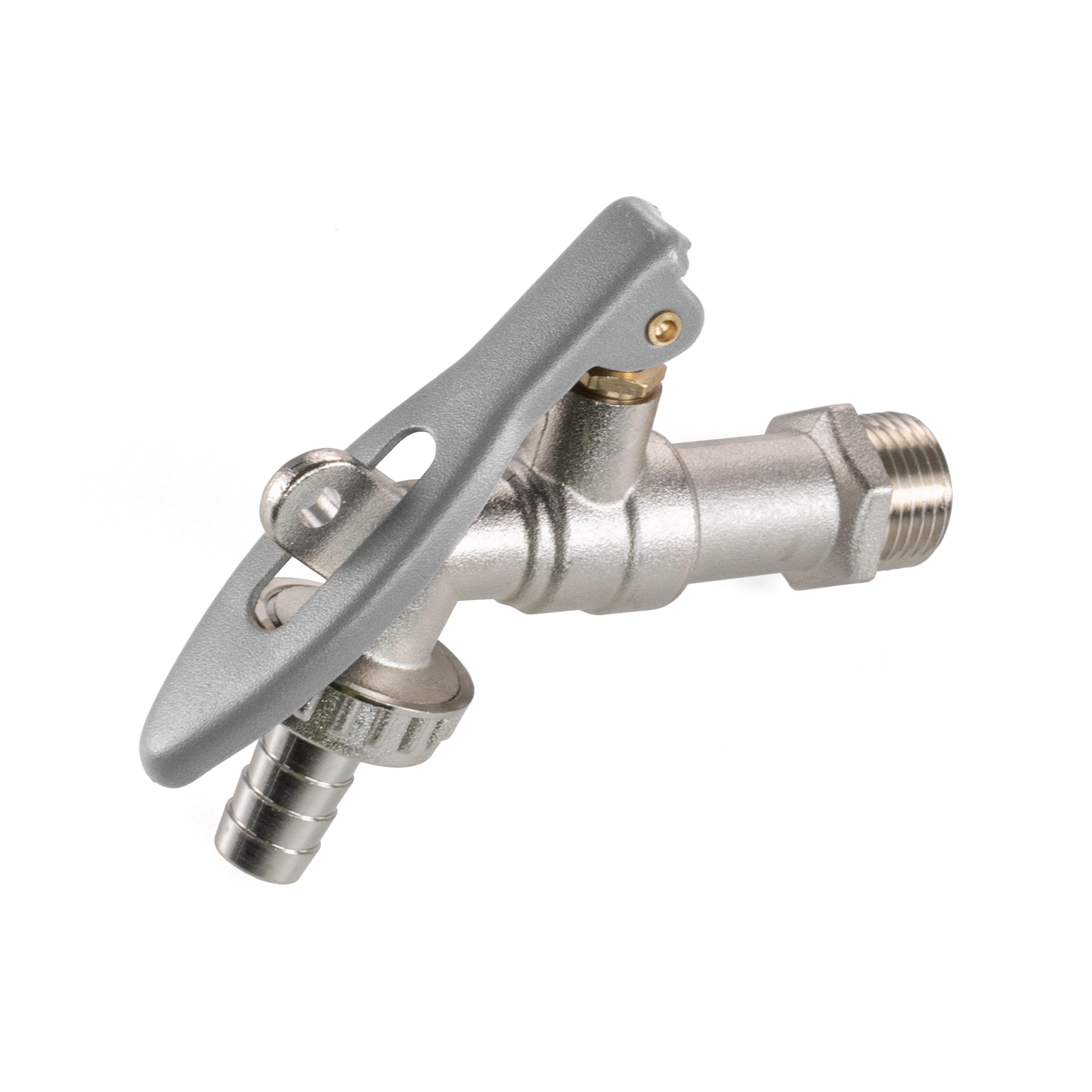 15mm Brass Wall Flange Kit with Lever Tap Hose Barb and Lever Lock