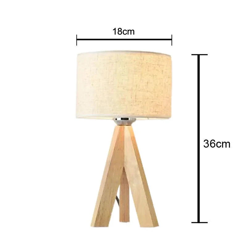Modern Wooden Table Lamp With Fabric Lampshade