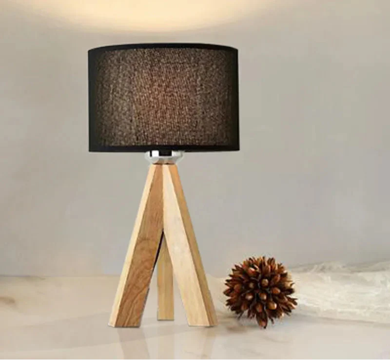 Modern Wooden Table Lamp With Fabric Lampshade