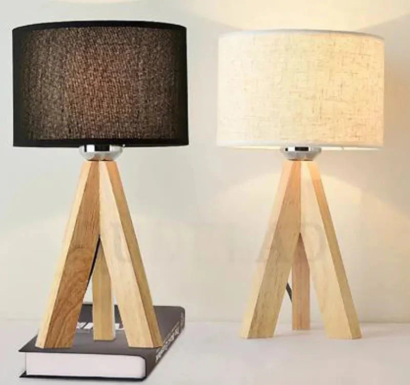 Modern Wooden Table Lamp With Fabric Lampshade