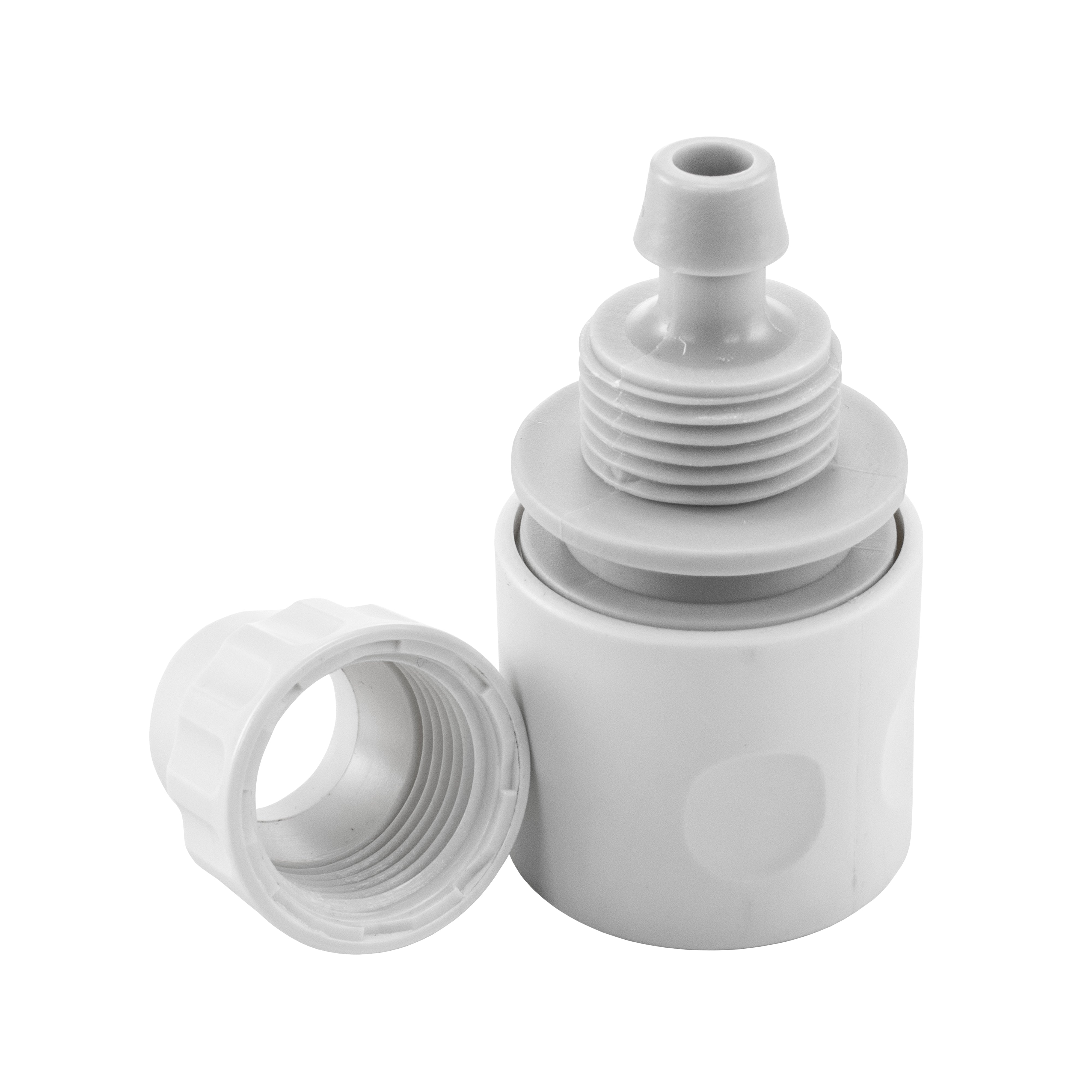 10mm Female Hose Connector, White/Grey