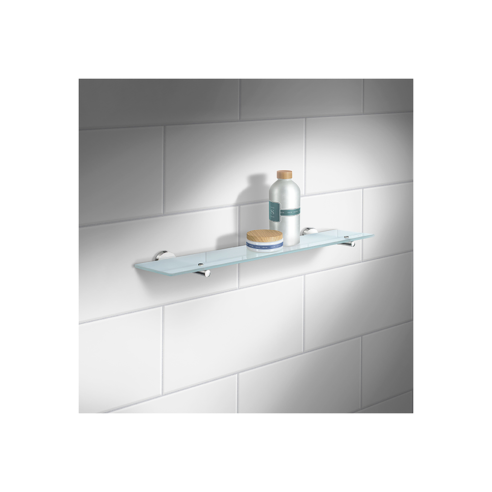 Smedbo Home Frosted Glass Bathroom Shelf – Polished Chrome HK347