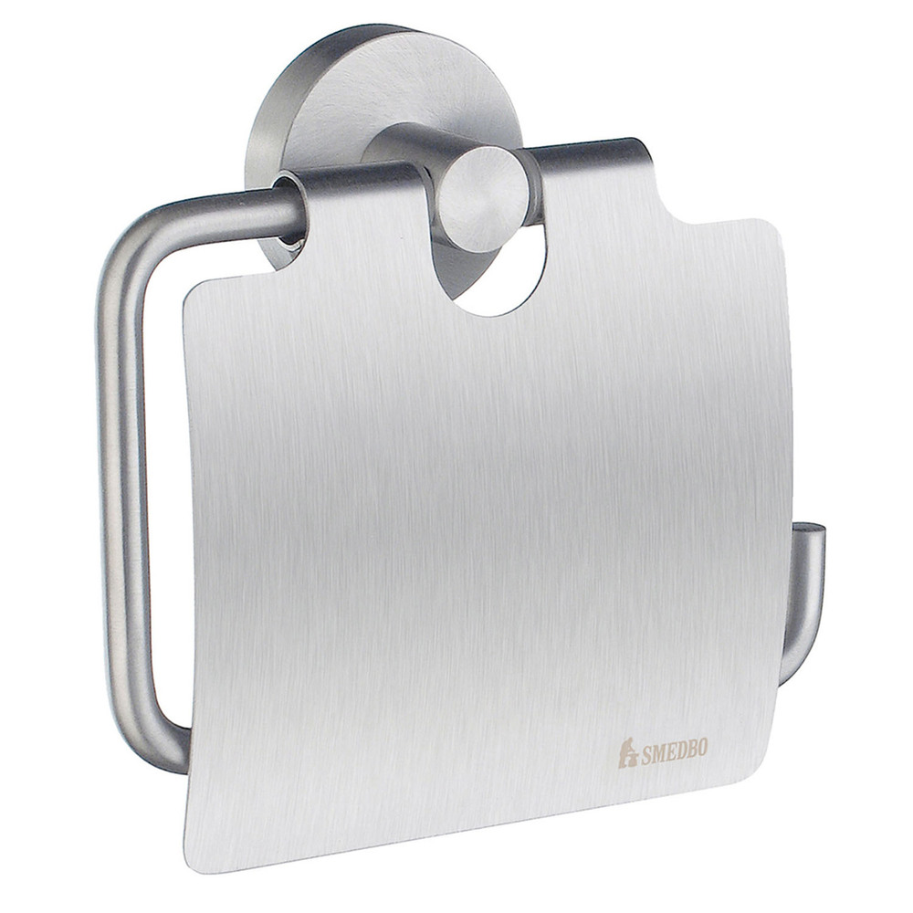 Smedbo Home Toilet Roll Holder with Lid Brushed Chrome HS3414