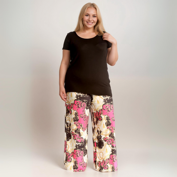 ROCKTHOSECURVES CHAIN PRINT ELASTIC WAIST PALAZZO TROUSERS