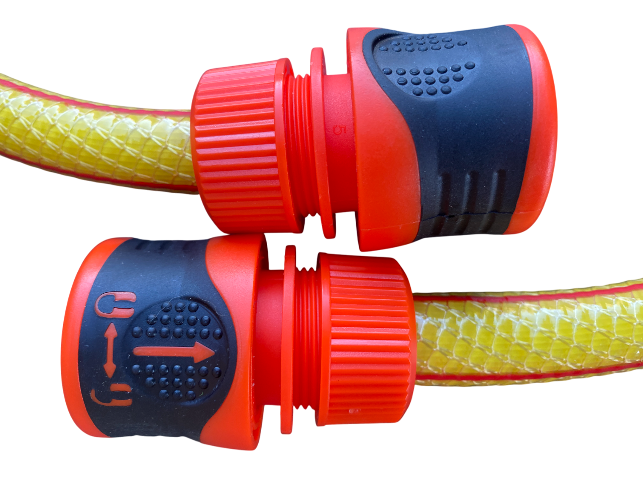 Premium Garden Hose Yellow with Orange Lock Connectors