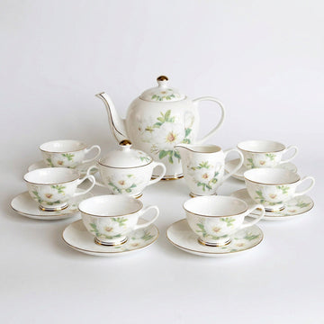 Ivory Camellia Tea Set - Service for 6 (15 Pieces)