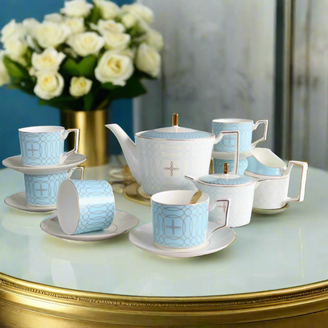 Azure Royale Imperial Bone China Tea Set