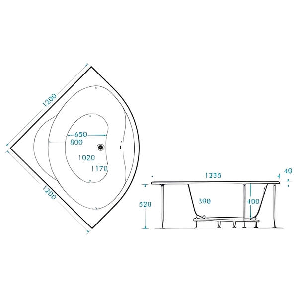Lagoon Corner Bath - 1200 x 1200mm