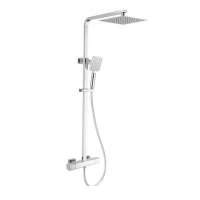 Square Exposed Thermostatic Shower Column with Fixed Head and Shower Kit