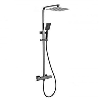 Square Exposed Thermostatic Shower Column with Fixed Head and Shower Kit