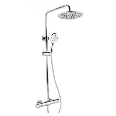 Round Exposed Thermostatic Shower Column with Fixed Head and Shower Kit