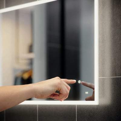 Citrine LED Illuminated Portrait Mirror with Demister, Shavers Socket and Touch Sensor Switch