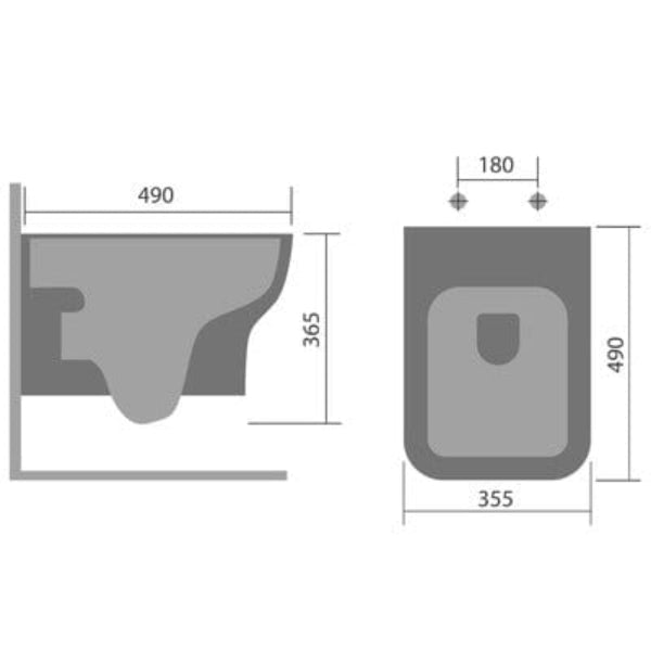 Bella Wall-Hung Toilet for use with Cistern & Frame Pack