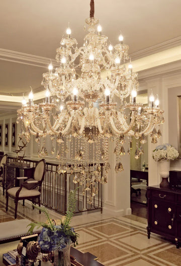 Large Villa 24/32/36/48 Lamps Crystal Chandelier Stair Long Lighting Fixture