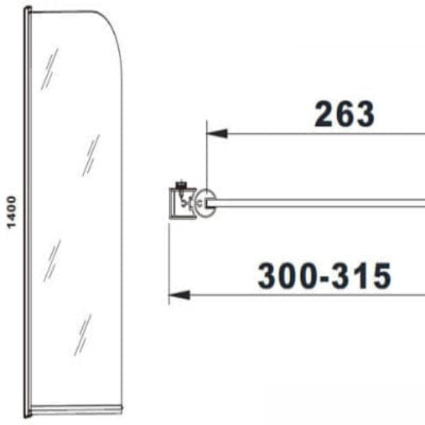Aquaglass 5mm Mini Bath Screen - 1400 x 300mm