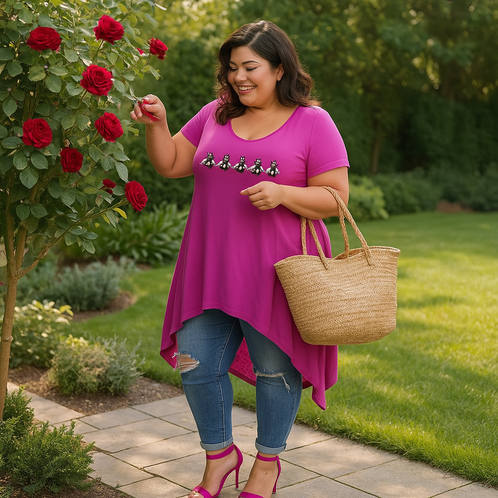 Multi Coloured Bee-Logo Hanky-Hem Swing Top