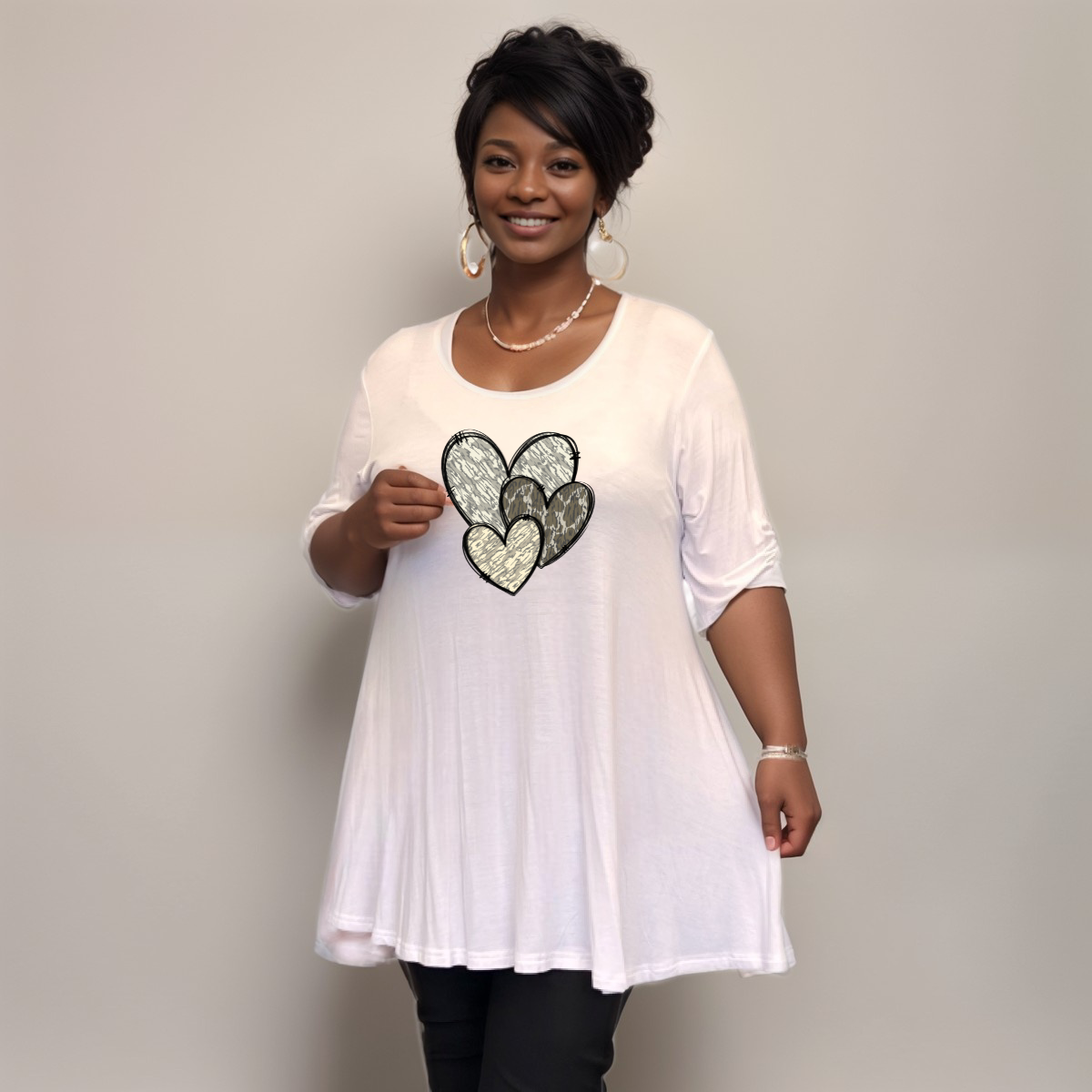 Swing Top with Camo & Leopard Hearts