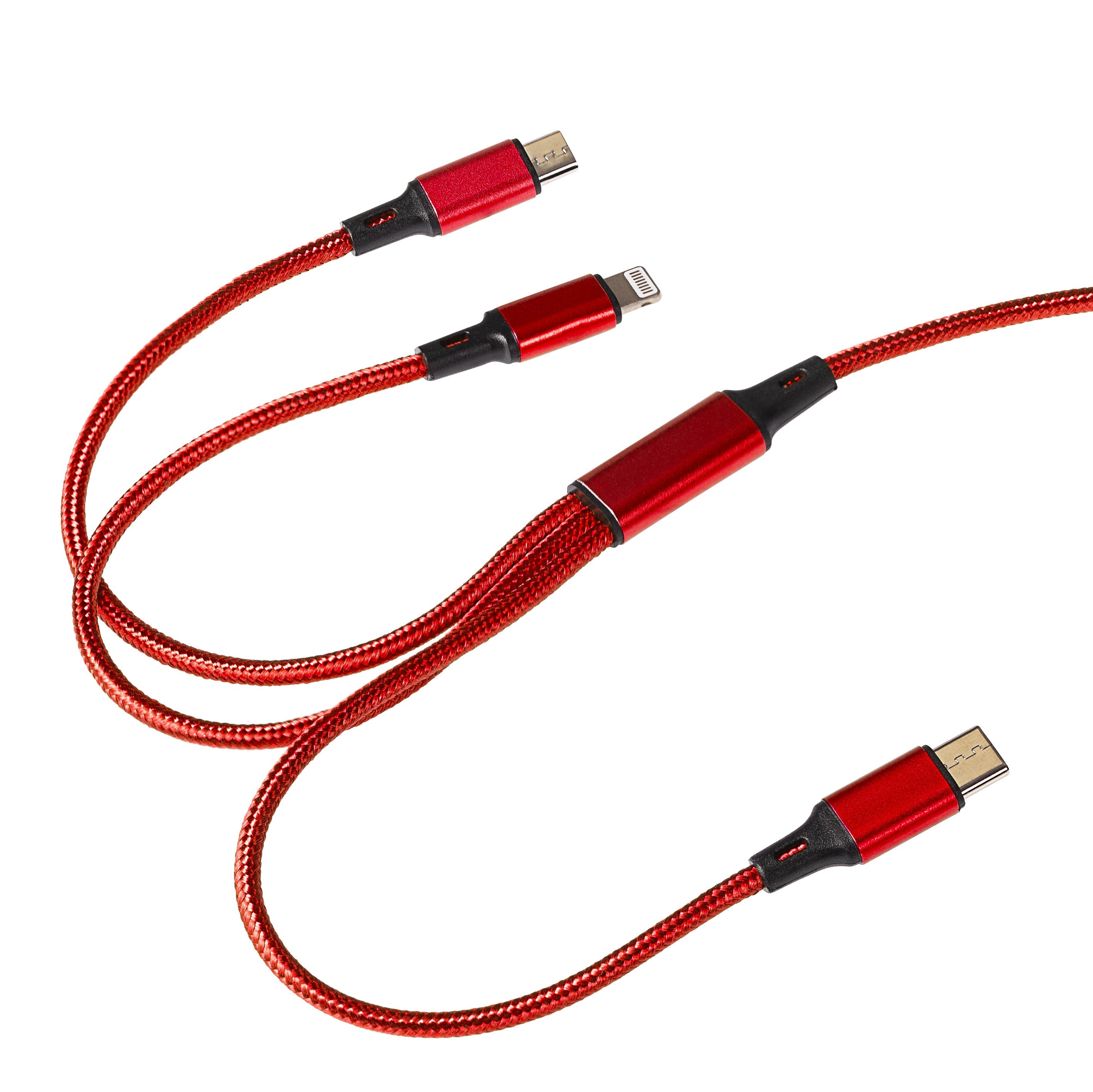 Maplin USB-A to 3-in-1 Multi-Charging USB-C / Lightning / Micro USB Braided Cable - 1.2m