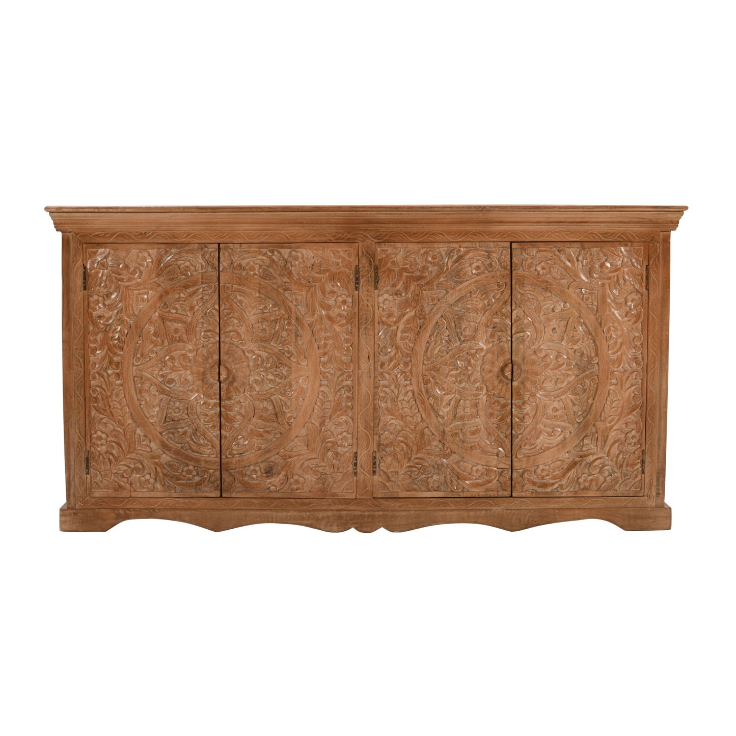 Carved Mango Wood Extra Large Sideboard with 4 Doors
