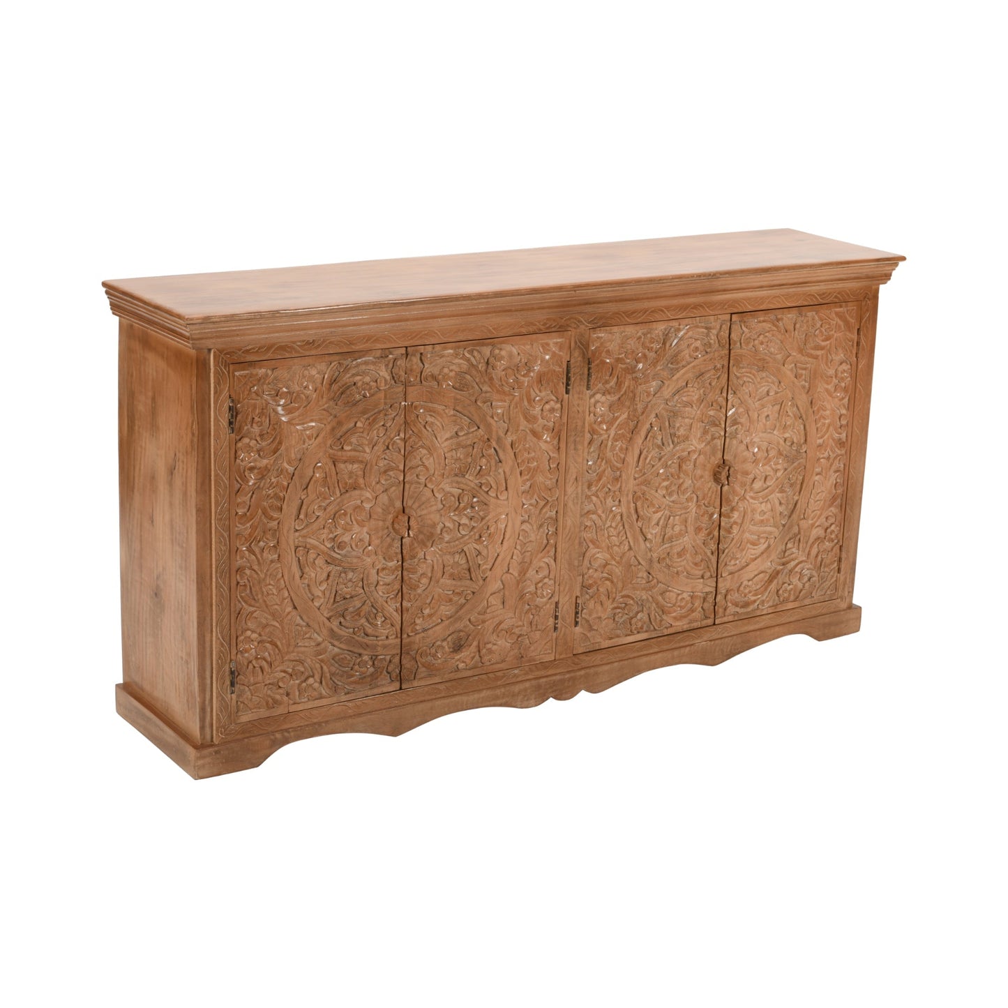 Carved Mango Wood Extra Large Sideboard with 4 Doors
