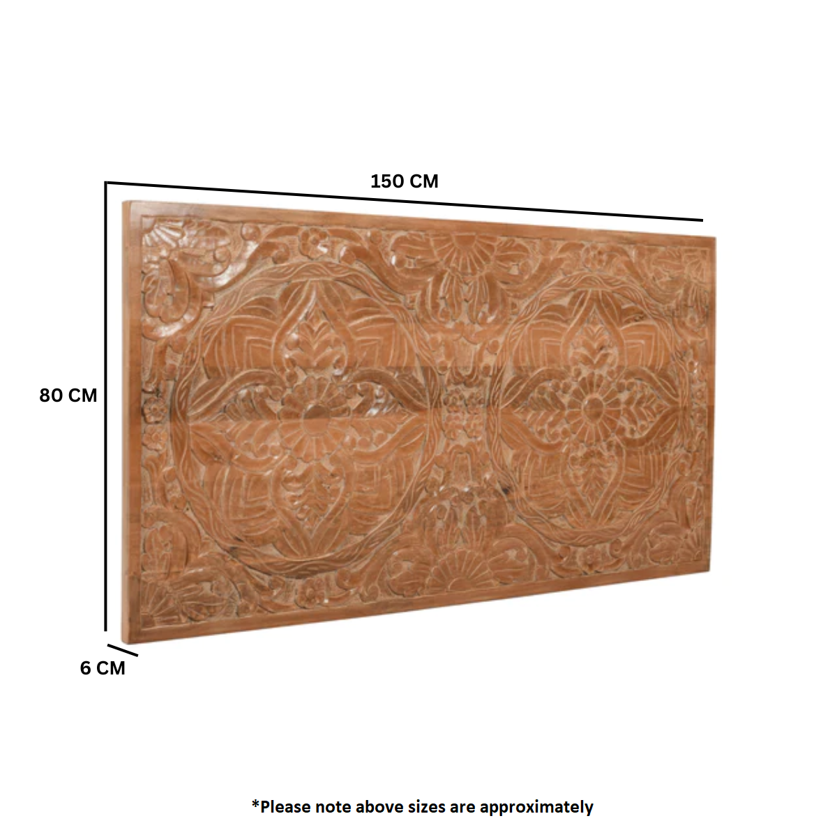Carved Mango Wood Bed Frame Headboard