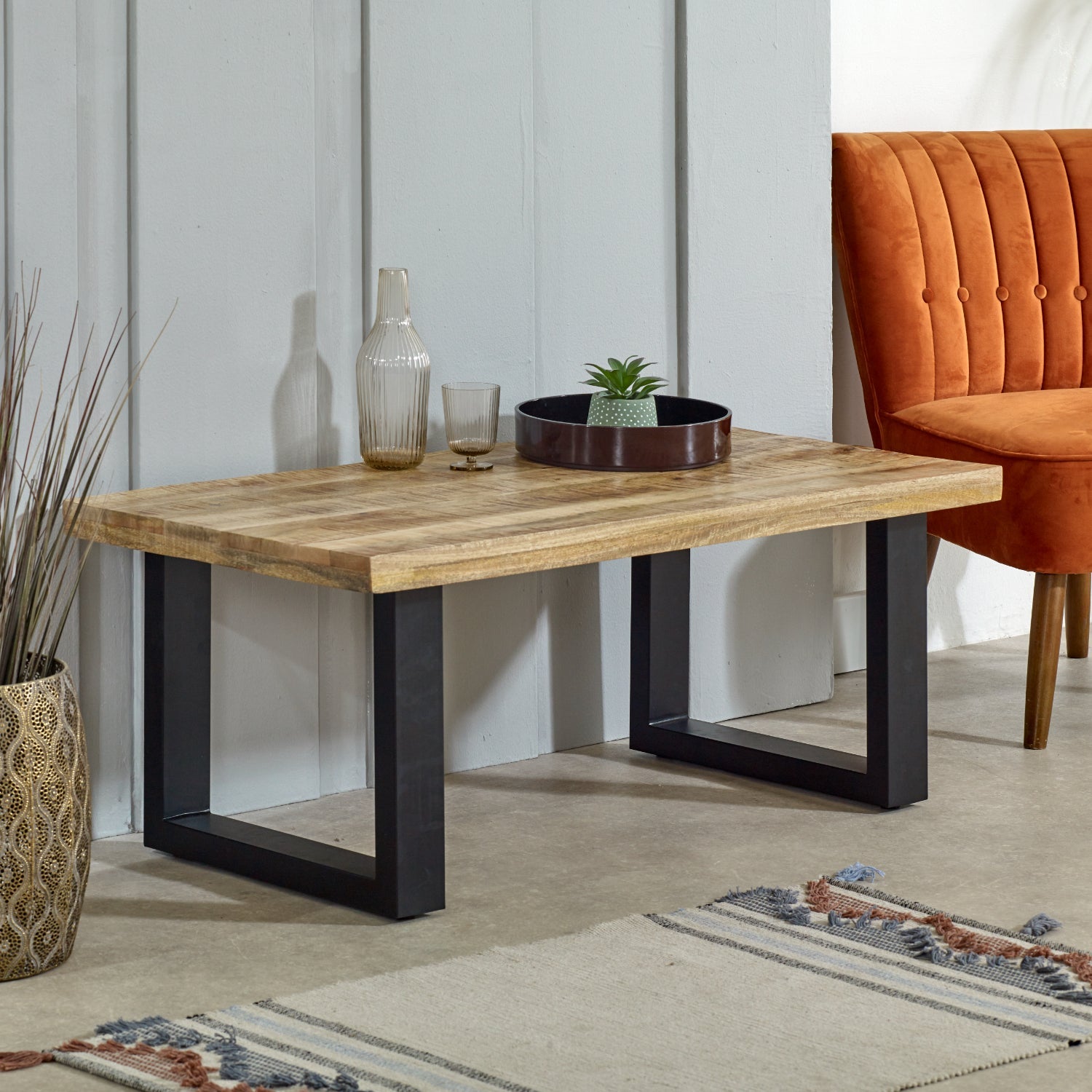 Merlin Mango Wooden & Metal Coffee Table