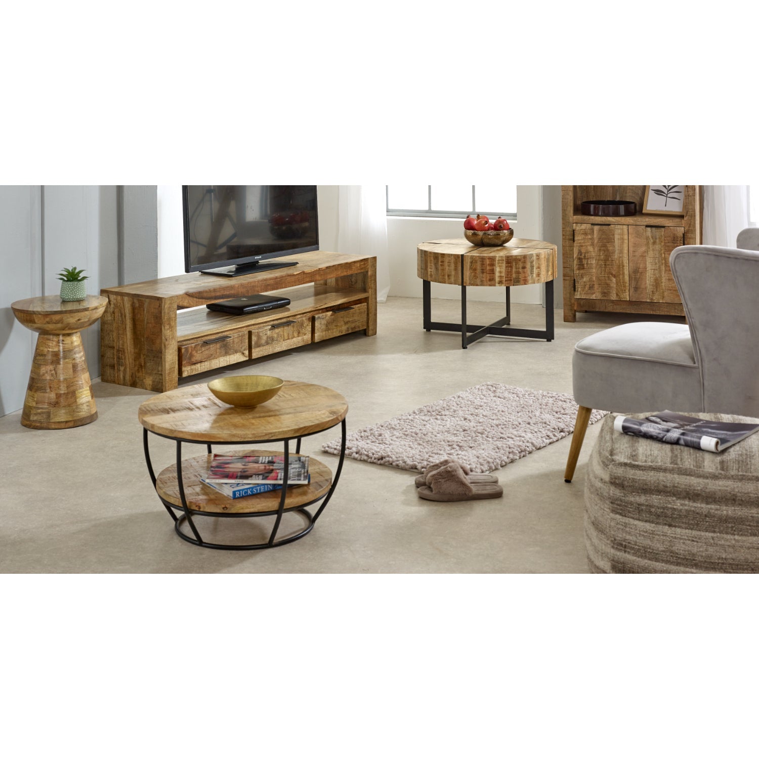 Merlin Mango Wooden & Metal Coffee Table With Shelf