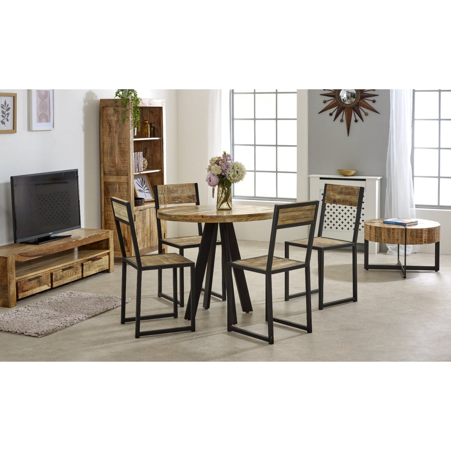 Merlin Mango Wooden 4 Seater Round Dining Table