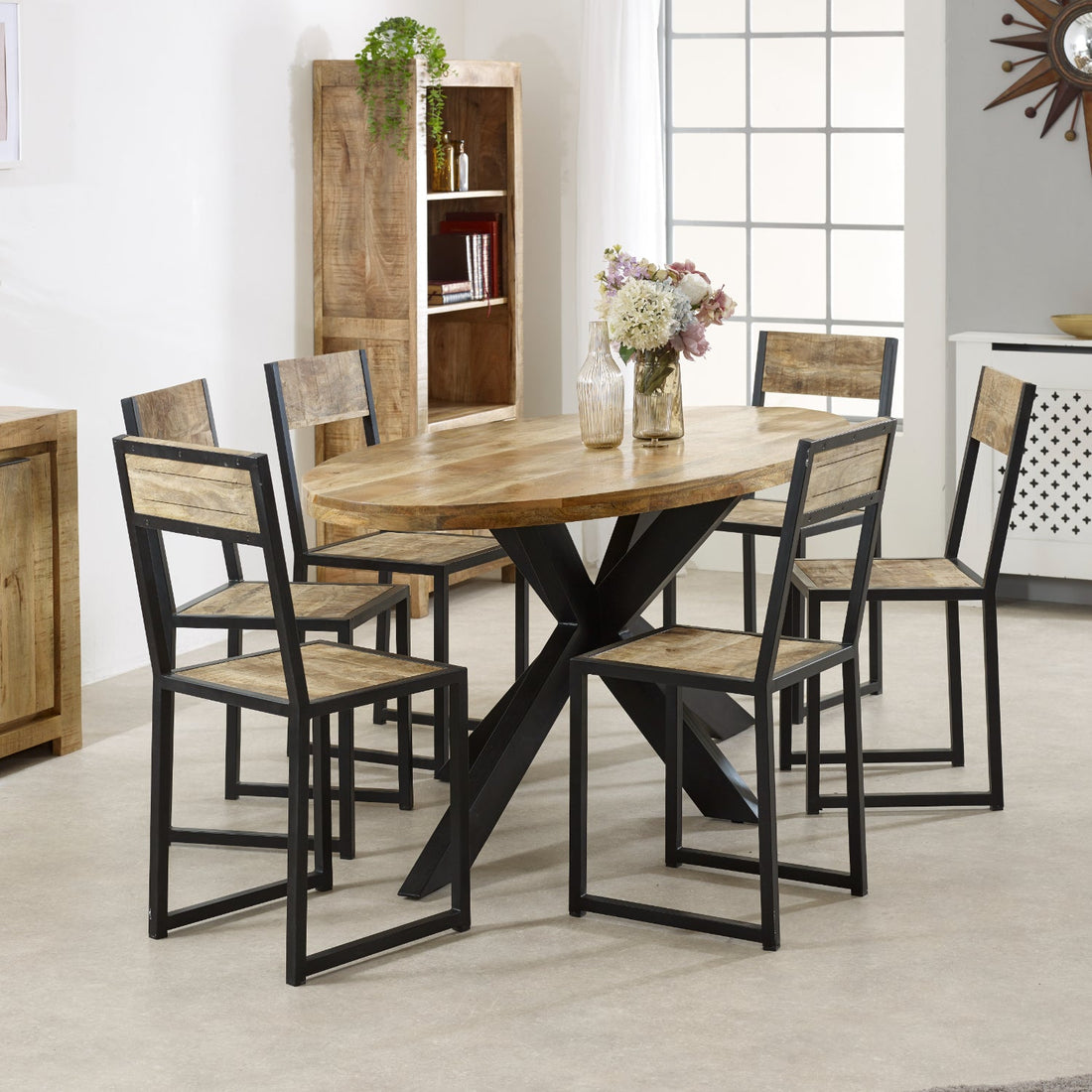 Merlin Mango Wooden 6 8 Seater Oval Dining Table