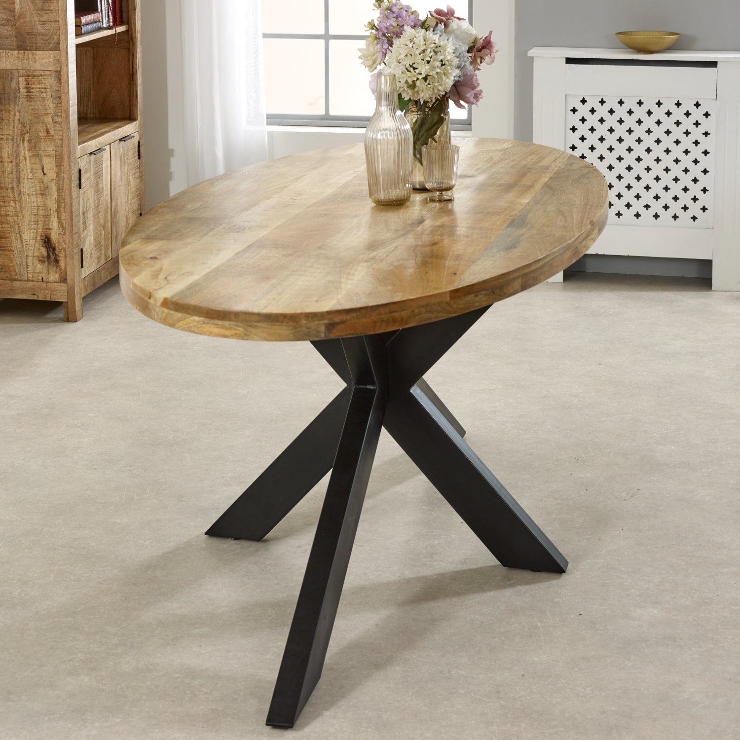 Merlin Mango Wooden 6 8 Seater Oval Dining Table