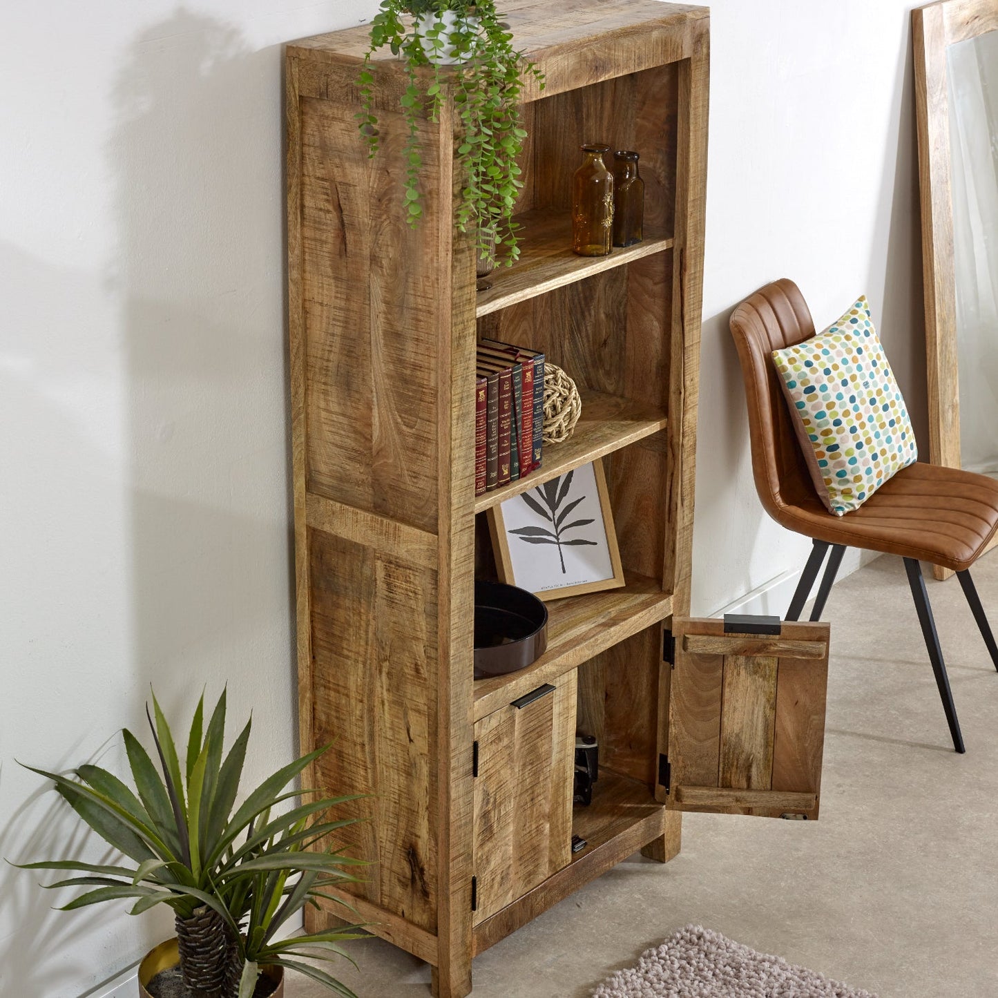 Merlin Mango Wooden Bookcase With 2 Doors
