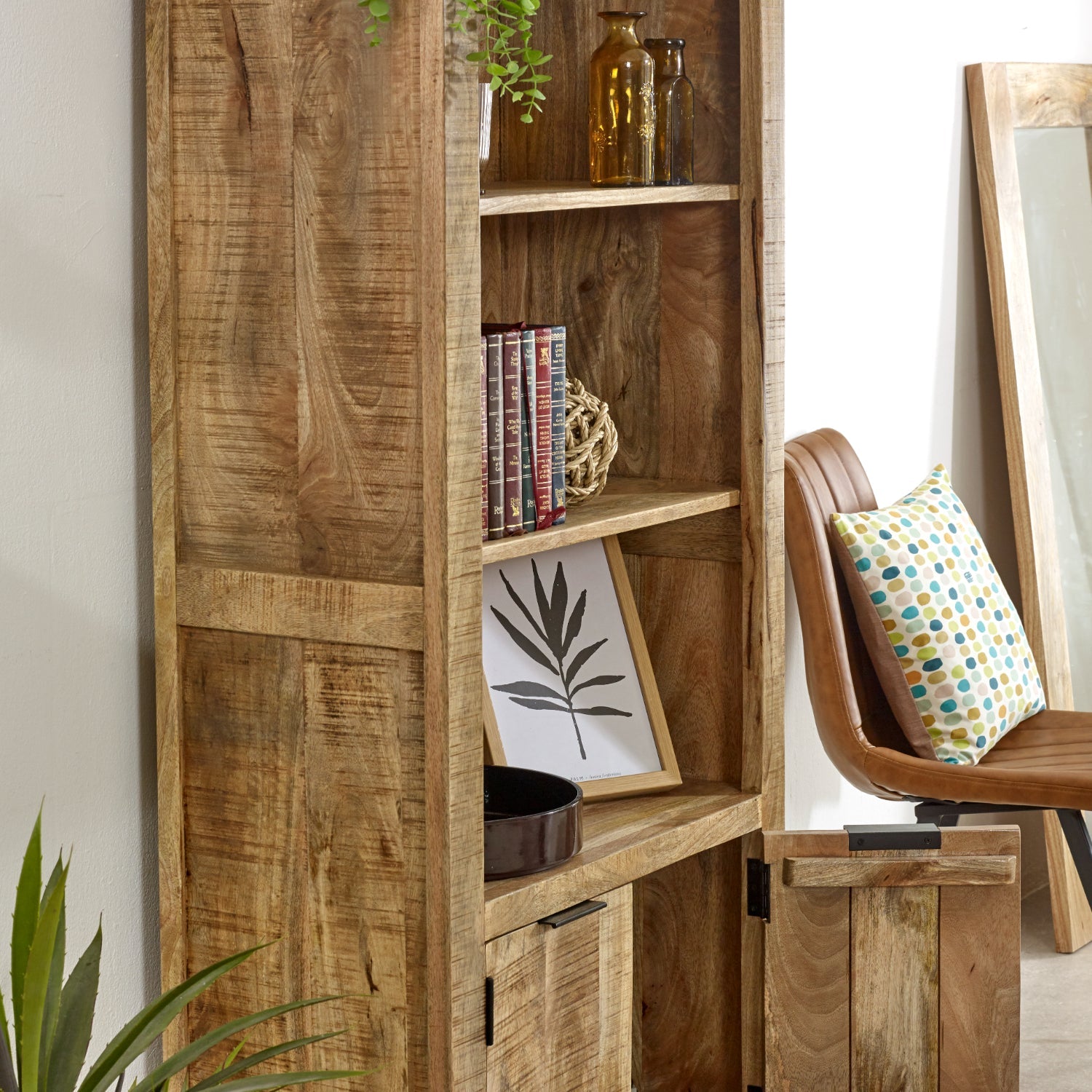 Merlin Mango Wooden Bookcase With 2 Doors