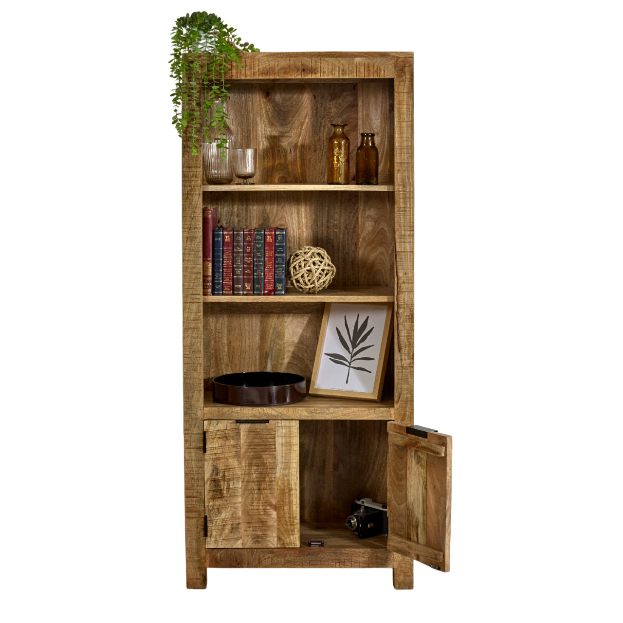 Merlin Mango Wooden Bookcase With 2 Doors