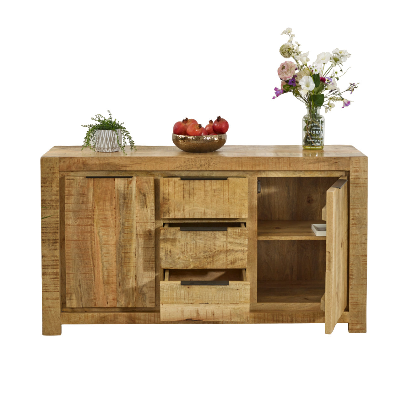Merlin Mango Wooden Large Sideboard   2 Door & 3 Drawer