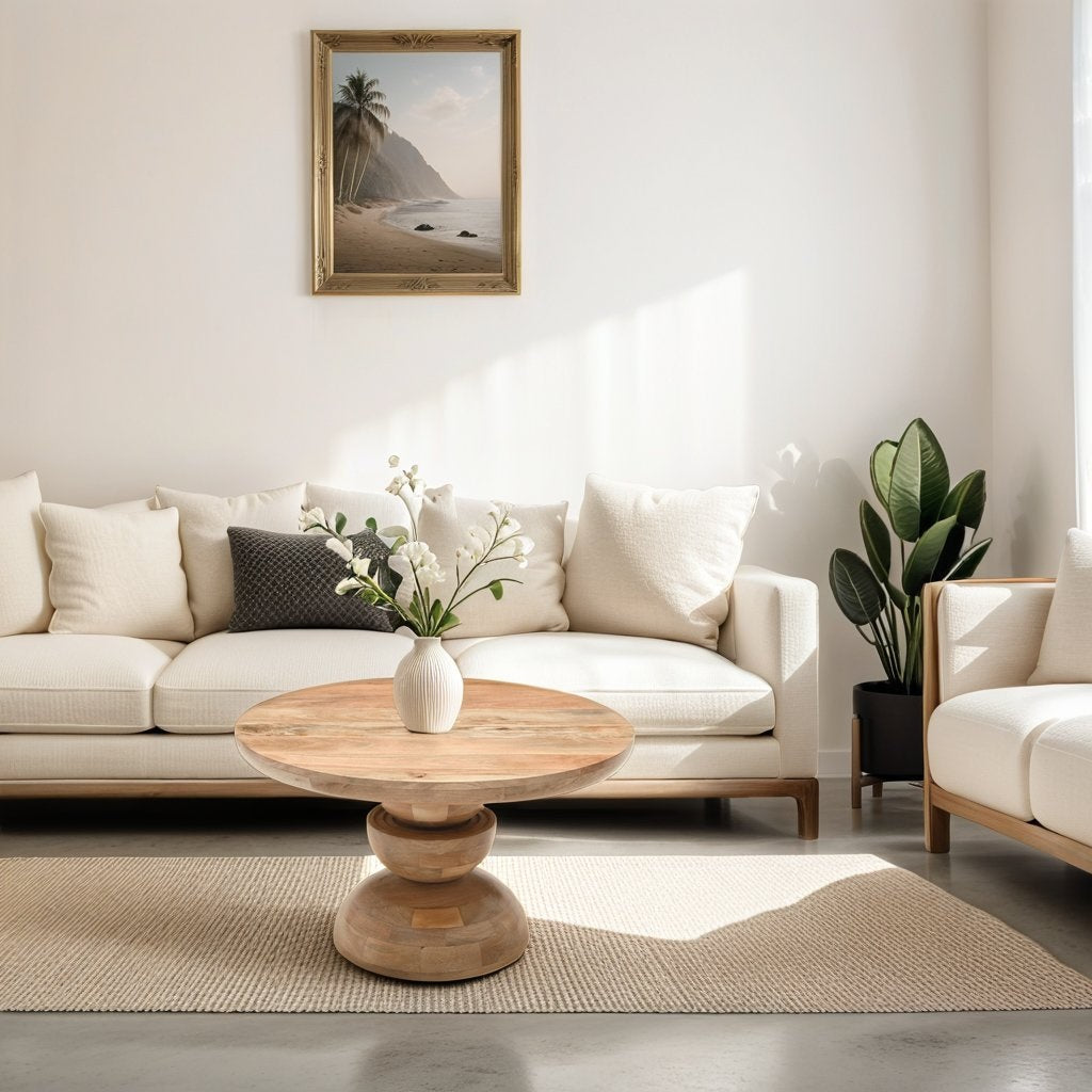 Merlin Mango Wood Pedestal Round Coffee Table