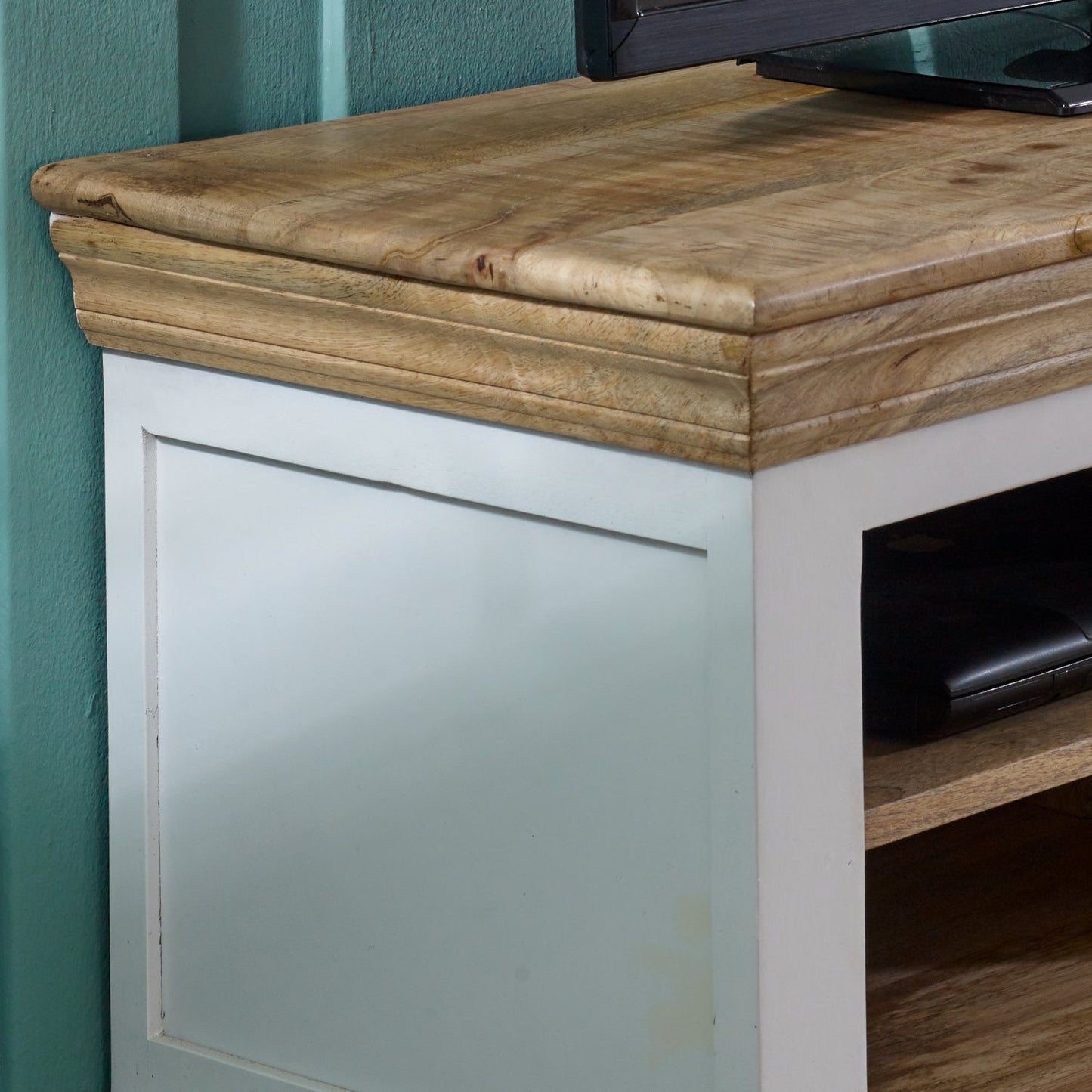 Bianco Solid Mango Wood Small Tv Cabinet White