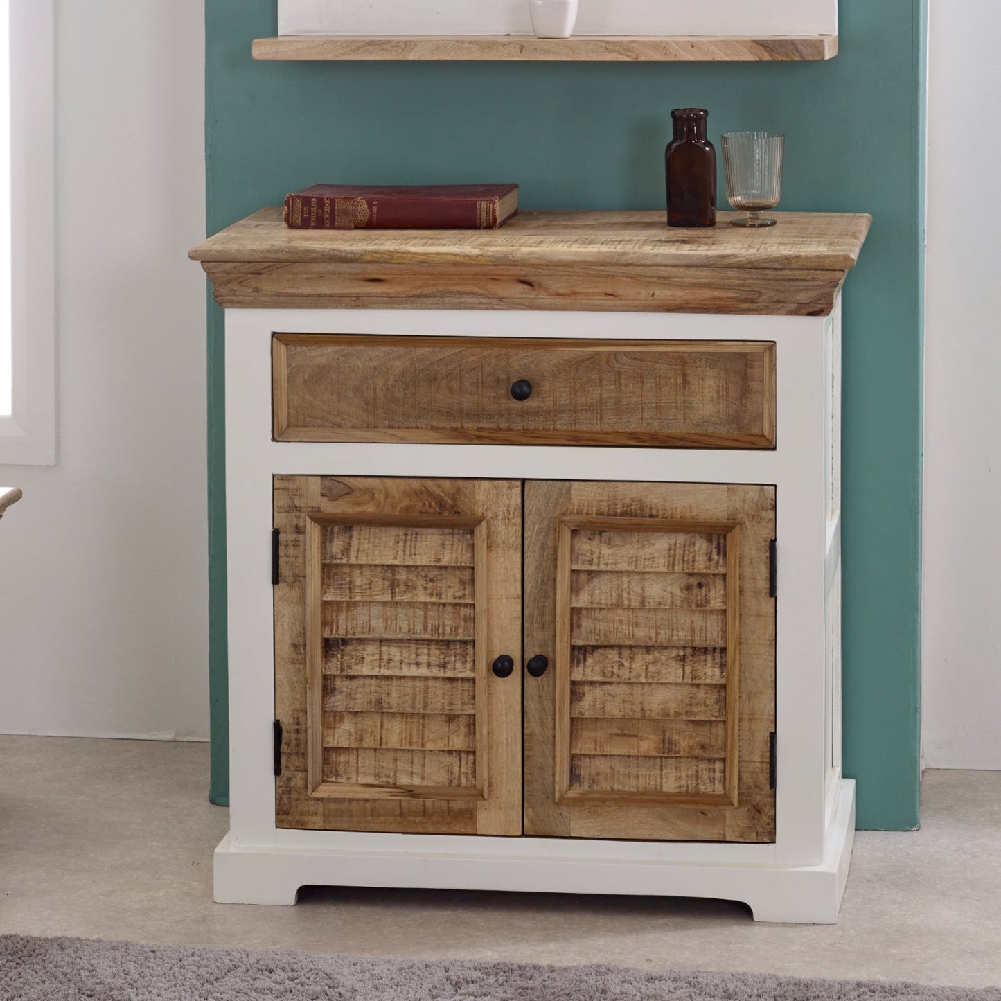 Bianco Solid Mango Wood Small Sideboard White